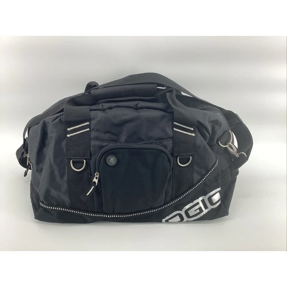 OGIO Half Dome Duffle Bag Black Shoulder Strap & Audio Pocket Gym Travel